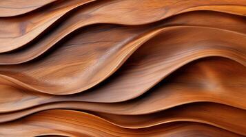 Waves pattern on natural wooden surface banner background copy space. Abstract design of timber material image backdrop empty. Wood craft concept composition top view, copyspace photo