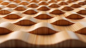 Wooden item wavy texture banner background copy space. Handmade wood detail pattern image backdrop empty. Handicraft art woodwork concept composition closeup view, copyspace photo