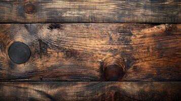 Old rustic wooden boards tabletop banner background copy space. Aged wood surface pattern image backdrop empty. Timber planks decor concept composition top view, copyspace photo