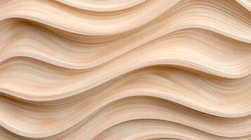 Carved curves on light timber surface banner background copy space. Wavy ornament on wooden piece image backdrop empty. Woodwork art concept composition top view, copyspace photo