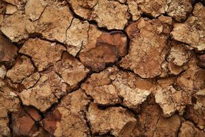 Cracked earth surface in a dry landscape during a warm afternoon in summer photo
