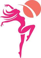 a woman is dancing with a ball in her front vector