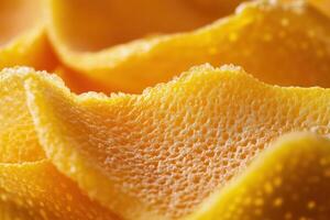 Close-up of a fresh orange peel, showcasing its vibrant color and unique texture photo