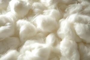 Soft white cotton fibers displayed in natural light highlighting their texture and color photo