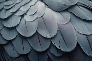 Close-up view of delicate blue feathers showcasing intricate texture and pattern details photo