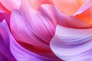 Vibrant close-up of delicate flower petals in shades of pink and purple under natural light photo