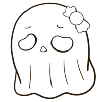a ghost with a candy on its head, with a transparent background png