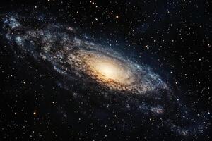 Stunning view of a spiral galaxy illuminated by countless stars in the vast universe at night photo