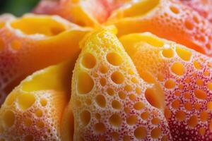 Close-up view of a vibrant, textured flower revealing intricate details in its petals during daytime photo