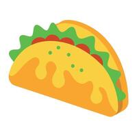 taco with dripping cheese illustration vector