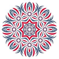 Ceramic tile pattern. Decorative round ornament. White background with art frame vector