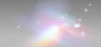 Rainbow reflection light prism effect on light background. Hologram glass dispersion, crystal flare leak shadow overlay. illustration vector