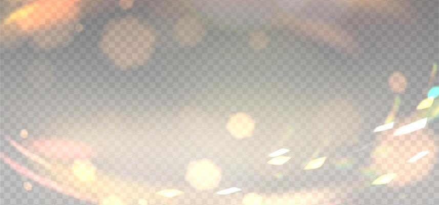 Golden blurred bokeh overlay template for holiday glowing. Happy holidays day shimmer backdrop. illustration on light background.