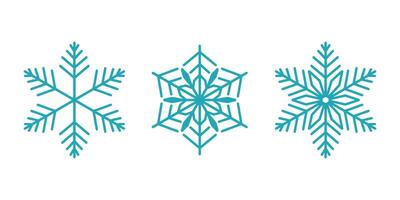 Beautiful snowflakes set, detailed hand drawn flat line illustration. Graphic outline drawing. Christmas and New Year symbol. Unique snowflake silhouette icon for frosty winter vector