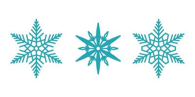 Beautiful snowflakes set, detailed hand drawn flat line illustration. Graphic outline drawing. Christmas and New Year symbol. Unique snowflake silhouette icons for frosty winter. vector