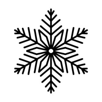Beautiful snowflake, detailed hand drawn flat illustration. Graphic outline drawing. Christmas and New Year symbol. Unique snowflake silhouette icon for frosty winter designs. vector