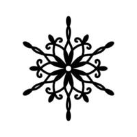 Beautiful snowflake, detailed hand drawn flat illustration. Graphic outline drawing. Christmas and New Year symbol. Unique snowflake silhouette icon for frosty winter design vector