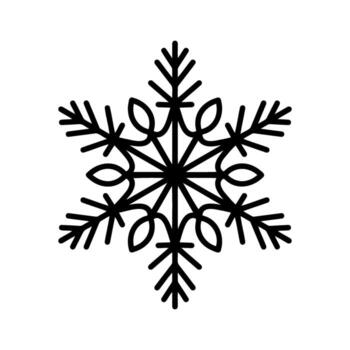 Beautiful snowflake, detailed hand drawn flat illustration. Graphic outline drawing. Christmas and New Year symbol. Unique snowflake silhouette icon for frosty winter designs and project vector