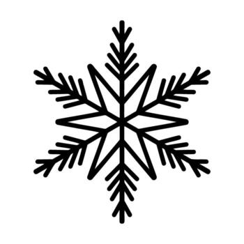 Beautiful snowflake, detailed hand drawn flat illustration. Graphic outline drawing. Christmas and New Year symbol. Unique snowflake silhouette icon for frosty winter designs and decorations vector