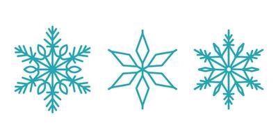 Beautiful snowflakes set, detailed hand drawn flat line illustration. Graphic outline drawing. Christmas and New Year symbol. Unique snowflake silhouette icon for frosty winter desig vector
