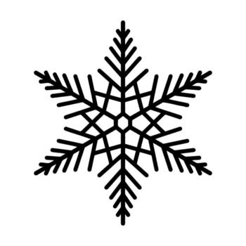 Beautiful snowflake, detailed hand drawn flat illustration. Graphic outline drawing. Christmas and New Year symbol. Unique snowflake silhouette icon for frosty winter designs and decoratio vector