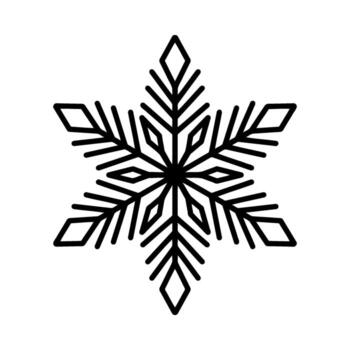 Beautiful snowflake, hand drawn flat detailed illustration. Graphic outline drawing. Christmas and New Year symbol. Unique snowflake silhouette icon for frosty winter designs and decorations. vector