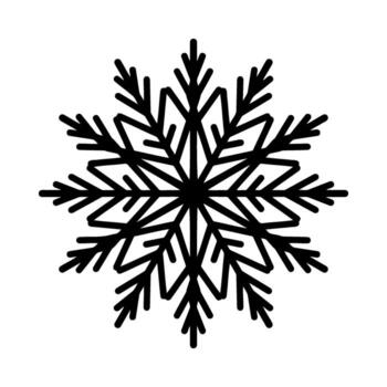 Beautiful snowflake, detailed hand drawn flat illustration. Graphic outline drawing. Christmas and New Year symbol. Unique snowflake silhouette icon for winter designs and decorations vector