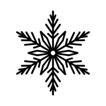 Beautiful snowflake, detailed hand drawn flat illustration. Graphic outline drawing. Christmas and New Year symbol. Unique snowflake silhouette icon for winter design and decoration vector