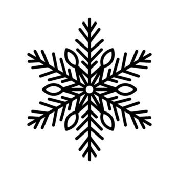 Beautiful snowflake, detailed hand drawn flat illustration. Graphic outline drawing. Christmas and New Year symbol. Unique snowflake silhouette icon for winter designs and decorations. vector