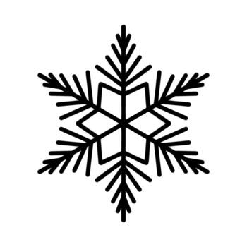 Unique snowflake, detailed hand drawn flat illustration. Graphic outline drawing. Christmas and New Year symbol. Unique snowflake silhouette icon for frosty winter designs and decorations vector