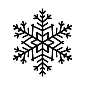 Beautiful snowflake doodle, detailed hand drawn flat illustration. Graphic outline drawing. Christmas and New Year symbol. Unique snowflake silhouette icon for frosty winter designs and decoratio vector