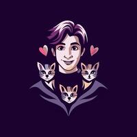 Cat lover icon in flat style vector