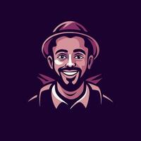 Happy man icon in flat style vector