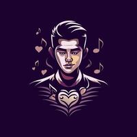 Flat icon of a musician vector