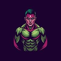 Bodybuilder man icon in flat style vector