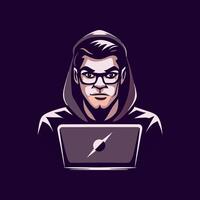 Flat icon of a coder vector