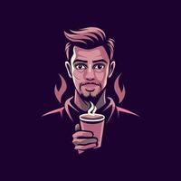 Coffee boy icon in flat style vector