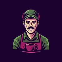 Flat style icon of a coffee barista vector