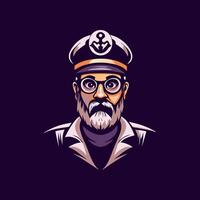 Flat style icon of a ship captain vector