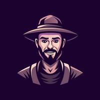 agricultor icono en plano estilo vector