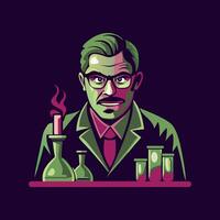 Flat style icon of a chemist vector