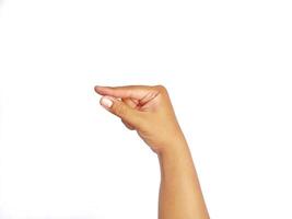 Deaf alphabet letter G by hand. Letter 'G' in sign language, isolated on a white background. Hand gestures. languages that use visual manual modality. Deaf Sign. photo