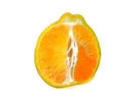 Lemon isolated. Round slice of ripe lemon on a white background. Fresh fruits with copy space photo