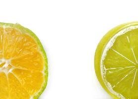 Lemon isolated.2 Round slice of ripe lemon on a white background. Fresh fruits with copy space photo