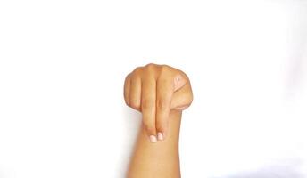 Deaf alphabet letter N by hand. Letter 'N' in sign language, isolated on a white background. Hand gestures. languages that use visual manual modality. Deaf Sign. photo