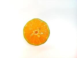 Lemon isolated. Round slice of ripe lemon on a white background. Fresh fruits with copy space photo