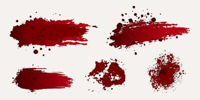 Splashes and stains, drops of blood on a white background. Injuries, realistic strokes, bruises. vector