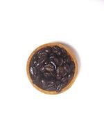Roasted coffee bean on wood bowl isolated on white background with copy space photo