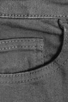 Black jeans pocket as background macro photo. Vertical photo