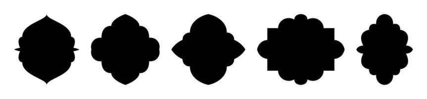 Architectural type of black mirror arches shapes and forms. Arch, door and window design set. Traditional western and Islamic culture design. silhouette isolated on transparent background vector